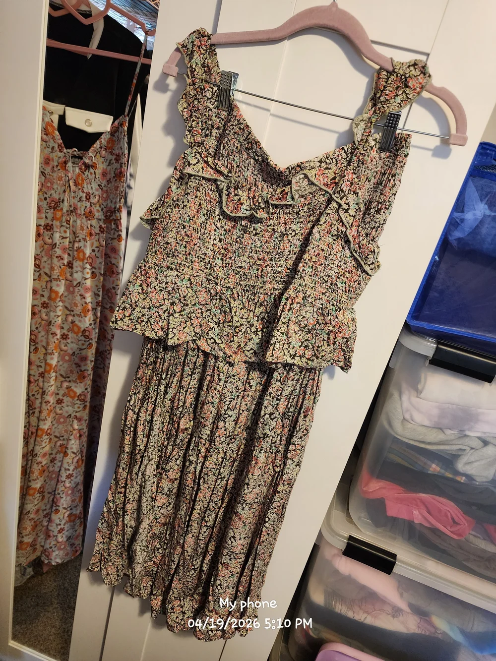 NATURAL LIFE Floral Midi Dress in Pink, Green, Black - Picture 4 of 5